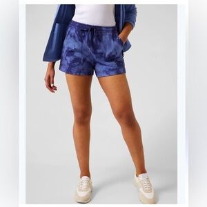 Athleta Farallon Cotton Shorts in Blue Tie Dye